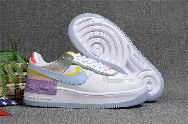 Women's Air Force 1 Low Top White/Purple/Green Shoes 046 Women's Air Force 1 Low Top White/Purple/Green Shoes 046